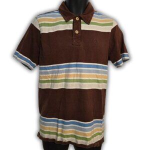 Vintage 90's Ocean Pacific Men's Medium Cotton Striped Short Sleeve Polo Shirt